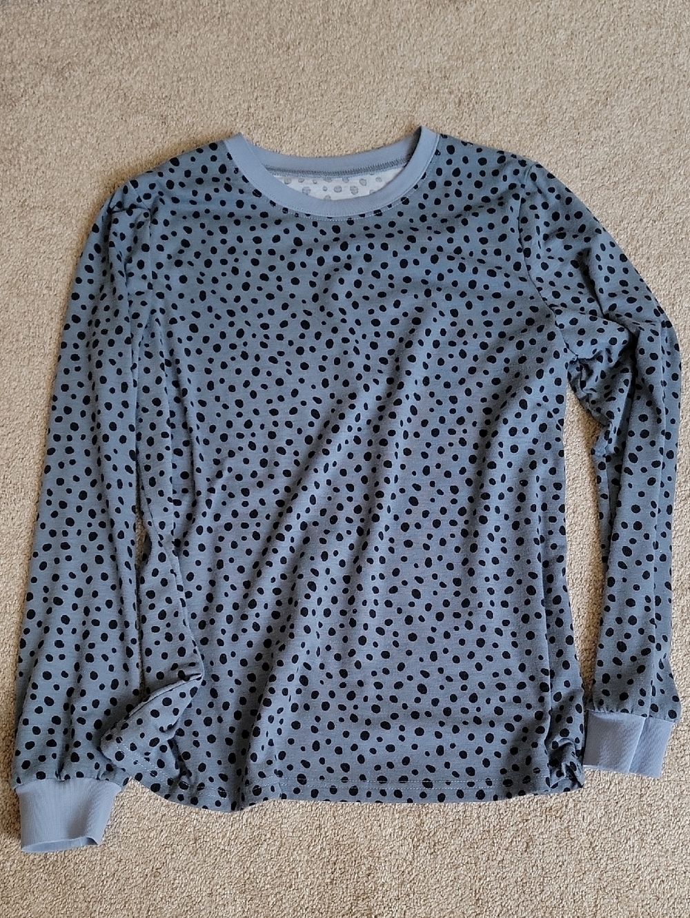 Blue Long Sleeve Polka Dot Tee